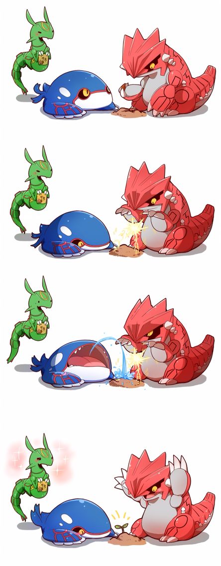 This is adorable #groudon #kyogre #rayquaza Rayquaza Pokemon, Kartu Pokemon, Cute Pokemon Pictures, Pokemon Pins, Pokemon Wallpaper, Pokemon Comics, Pokemon Memes, Pokemon Funny, Cute Pokemon Wallpaper