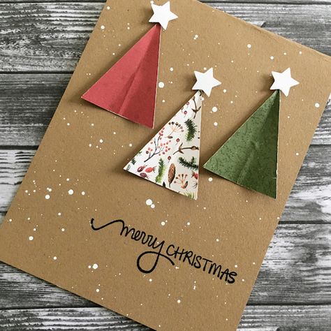 Stamped Christmas Cards, Dough Ornaments, Simple Christmas Cards, Christmas Card Art, Homemade Christmas Cards, Paper Crafts Card, Christmas Card Crafts, Diy Christmas Cards, Paper Christmas