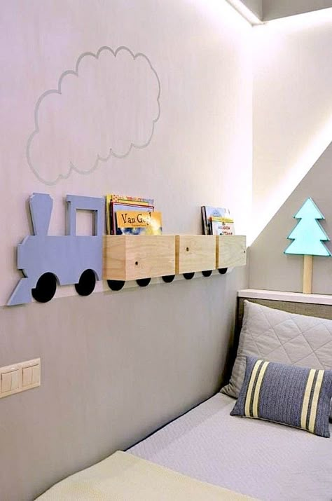 50 Clever Kids Bedroom Storage Ideas You Won't Want To Miss Train Bed, Kids Bedroom Storage, Children's Bedroom Ideas, Toddler Boy Room Decor, Boy Toddler Bedroom, Toddler Room Decor, Toddler Boys Room, Toddler Bedrooms, Big Boy Room