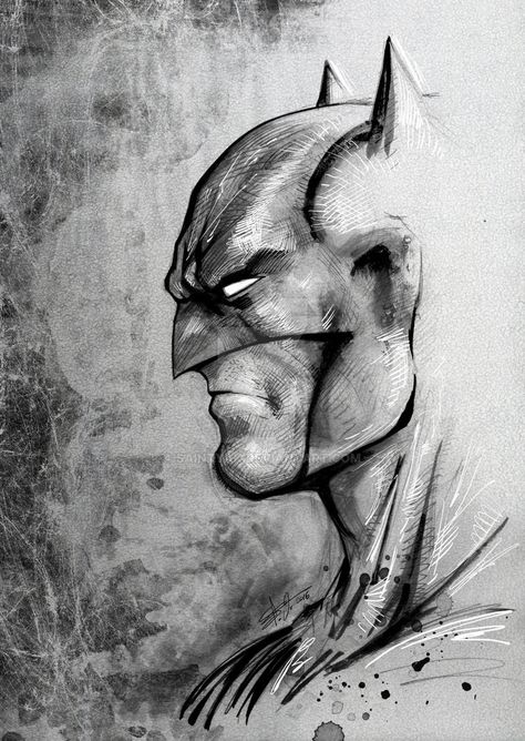 Batface by SaintYak Batman Art Drawing, Superhero Sketches, Batman Painting, Batman Drawing, Batman Tattoo, Batman Poster, Marvel Drawings, Batman Artwork, Arte Dc Comics