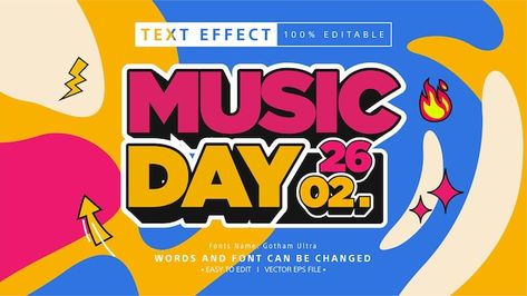 Vector editable text effect music festiv... | Premium Vector #Freepik #vector #style #text #title #typeface Festival Logo Design, Banners Music, Festival Banner, Cartoon Mushroom, Festival Logo, 3d Vector, Vector Banner, Social Media Design Inspiration, Graphic Design Resources