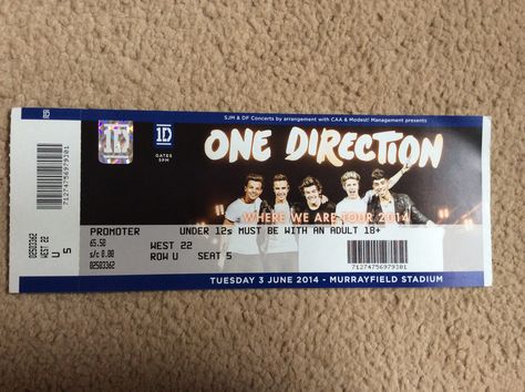 One Direction Murrayfield 2014 Gig Tickets, Where We Are Tour, Family Show, One Direction, Christmas, Quick Saves