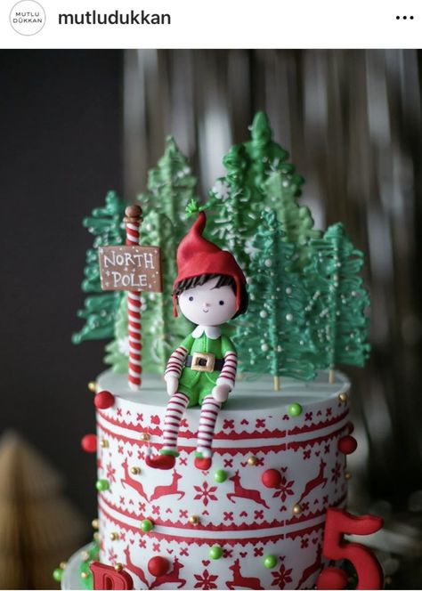 Elf Christmas Cake, Elf Cake, Christmas Bake Off, Game Of Thrones Cake, 5 Birthday, Christmas Cake Designs, Xmas Cake, Christmas Dessert, Pretty Birthday Cakes