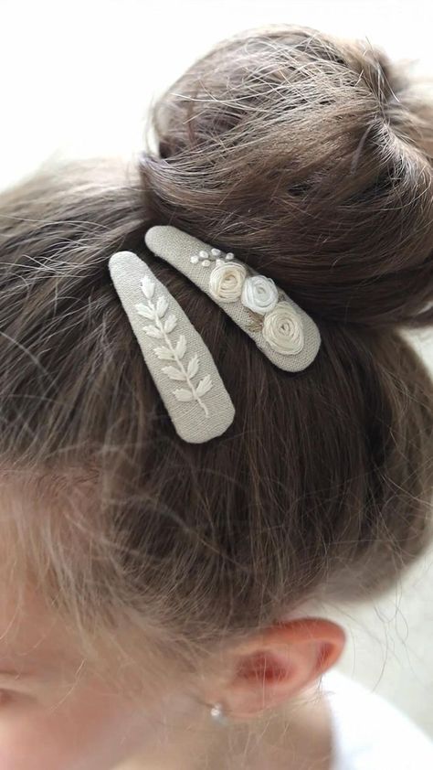 Pin on e m b r o i d e r y Pin Embroidery, Hair Accessories Diy, Embroidered Hair Bows, Embroidery Workshop, Basic Hand Embroidery Stitches, Embroidery Lessons, Diy Embroidery Designs, Hand Embroidery Patterns Flowers, Hand Embroidery Videos