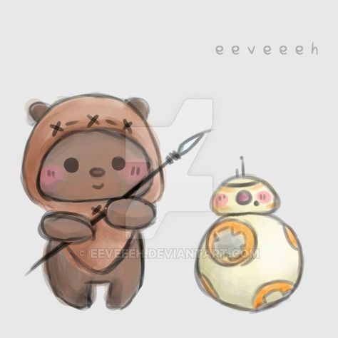 ewok + bb8 sketch  by eeveeeh Ewok Drawing, Wicket Ewok, Dark Vador, Cute Disney Drawings, Star Wars Love, Star Wars Drawings, Star Wars Tattoo, Star Wars Fan Art, Star Wars Pictures