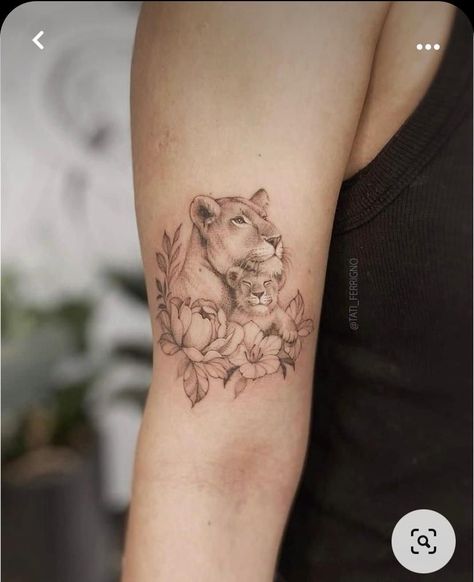 Lioness And Cub Tattoo, Cub Tattoo, Lioness Tattoo Design, Motherhood Tattoos, Cubs Tattoo, Lioness Tattoo, M Tattoos, Mom Tattoo Designs, Mommy Tattoos