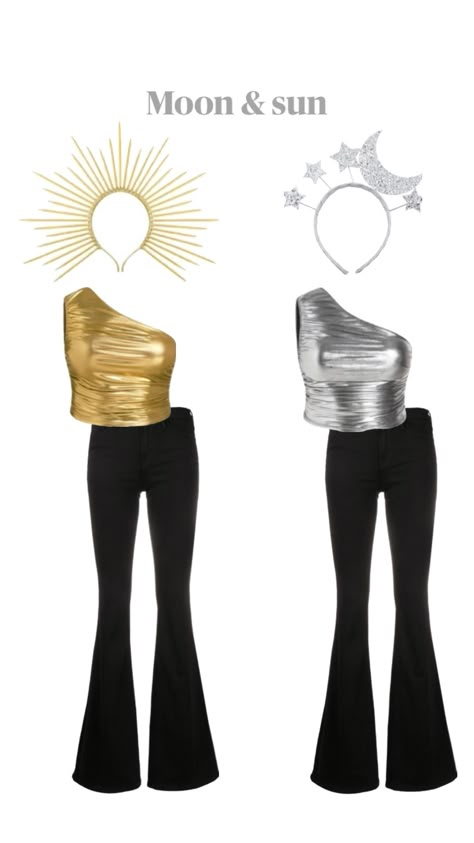 Halloween costume idea🎃 moon and sun#halloween #costume Sun Halloween Costume, Cute Easy Halloween Costumes, Sun And Moon Costume, Twin Costumes, Moon Costume, Halloween Duos, Spirit Week Outfits, Twin Day, Halloween Costumes For Teens Girls