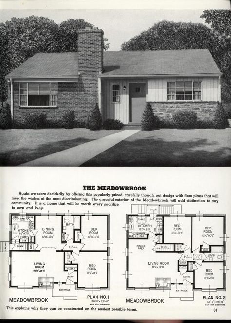 1950s House Plans, Retro House Plans, Retro Floor Plans, Mid Century Floor Plans, 1940 House Plans, 1950s Floor Plans, 1940s House Plans, Sims 4 1950s House, 80s Home Floor Plans