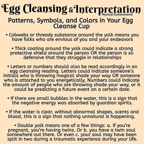 Egg Cleanse Ritual Meaning, Egg Spells Witchcraft, How To Do Egg Cleansing Ritual, Egg Limpia Reading, Egg Cleansing Ritual How To Read, Reading Egg Cleanse, Egg Cleansing Reading Meanings, Egg Cleansing Reading, Egg Cleansing Ritual