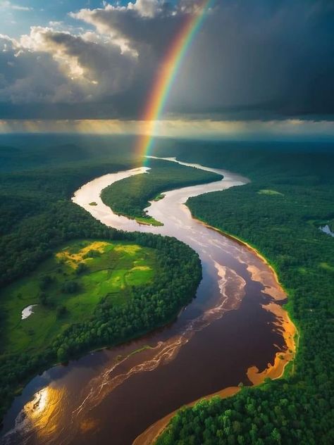 Amazing world | The Amazon River and a beautiful rainbow after the rain 🤭 | Facebook Rainbow After The Rain, Rainbow River, Biblical Paintings, Amazon River, Scenery Pictures, After The Rain, Beautiful Rainbow, The Amazon, Awe Inspiring