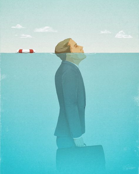 Businessman struggling to keep head above water Head Above Water, Franz Beckenbauer, Plant Projects, Funny Art, Business Man, Custom Art, Stock Illustration, Stock Photos, Disney Characters