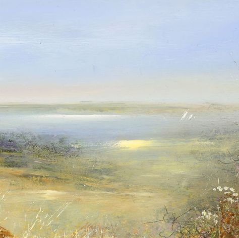 Amanda Hoskin on Instagram: "Last night’s gathering at Beside the Wave Gallery was truly special, 💙surrounded  by the exceptional works of fellow artists Andrew Tozer, Benjamin Warner, Richard Tuff, and Mike Hindle, we celebrated the gallery’s 35 years of inspiring creativity. Here’s to another 35 years!   This painting  titled, Summer Light across the Golden Fields from Mylor is from the show which continues until 30th May….  oil on board 20 x 20cm  #art #cornwall ‘#besidethewavegallery #amandahoskinart #englishlandscape  #landscapepainting #originalart #artforsale #artfotryourhome #exhibition #falmouth #groupshow" Amanda Hoskin, Golden Fields, French Wall Art, Wall Arts, Light Summer, The Wave, Wall Poster, On Board, Abstract Landscape