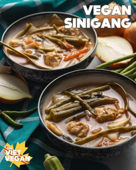 Vegan Sinigang - The Viet Vegan Vegan Sinigang, Sinigang Recipe, Vegetarian Roast, Cooking Onions, Filipino Dish, Adobo Recipe, Eggplant Lasagna, Veg Soup, Vegan Fish