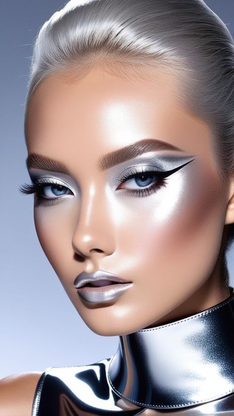 Best Makeup Sets, Marshmallow Candy, Futuristic Makeup, Fashion Show Makeup, Asian Makeup Tutorials, It Cosmetics Cc Cream, Metallic Makeup, Silver Makeup, Pretty Eye Makeup