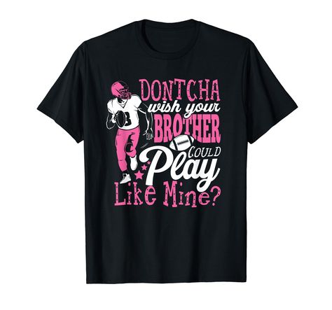 PRICES MAY VARY. Our Football Sister apparel for women is a perfect birthday gift or Christmas gift to supporters of your boys or girls team. Great way to be a supporting sister your family. Sister Sibling Day is a perfect time for football apparel. Show your Step-Sister, Sis or coach some love when you sport our designs. Or, just get it for your next tailgate party. Lightweight, Classic fit, Double-needle sleeve and bottom hem Lil Brother Football Shirts, Football Cheer Shirts Design, Bestie Football Shirts, Football Shirts For Sisters, Sister Football Shirt Ideas, Football Sister Shirt, Custom Football Shirts Girlfriend, Football Sister Shirts, Football Shirts Ideas