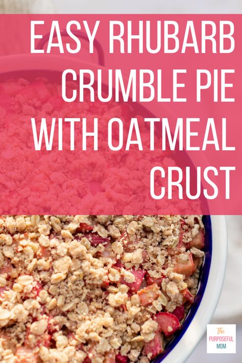 Rhubarb Pie With Crumb Topping, Easy Rhubarb Pie, Strawberry Rhubarb Pie With Crumble Top, Rhubarb Crumble Pie, Oatmeal Crumble Topping, Rhubarb Oatmeal, Rhubarb Recipes Pie, Oatmeal Pie, Oatmeal Crumble