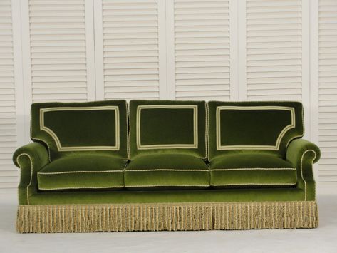 Striped Sofa Living Rooms, Sofa With Contrast Piping, Traditional Couch, Knole Sofa, Skirted Sofa, Small Sectional, Small Sectional Sofa, Statement Sofa, Art Deco Sofa