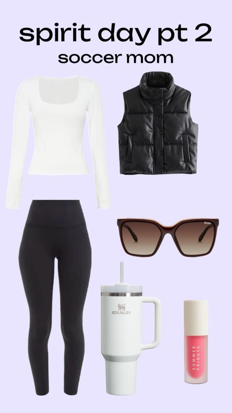 #soccermom #spiritday Soccer Mom Outfit Spirit Week, Soccer Mom Outfit, Homecoming Spirit Week, Spirit Day, Homecoming Spirit, Spirit Week Outfits, Simple Outfits For School, Mom Outfit, Beauty Routine Tips