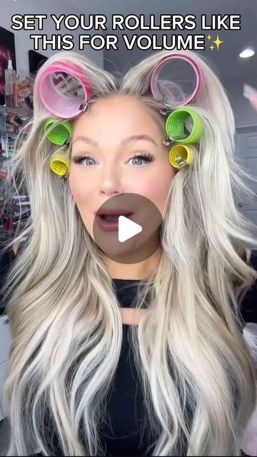 KELLY STRACK on Instagram: "Set your rollers like this for maximum hair volume ✨💁🏼‍♀️ Hack from @edelydesigns 🫶 #reels #reel #makeup #beauty #bestmakeup #makeuptutorial #makeupvideos #beautyvideos #makeupreels #beautyreels #beautyhacks #hairhacks #hairtutorial #hair #volumehack #hairvolume #rollers" Roller Set For Long Hair, Curls With Velcro Rollers, Best Hair Rollers For Long Hair, Diy Rollers Hair, Hair Roller Results, Best Way To Get Volume In Hair, Long Layered Hair Styling, Big Volume Hair Tutorial, Hair Rolls How To Use