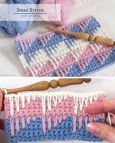 Spike Stitch Crochet, Crochet Spike Stitch, Stitch Crochet Pattern, Spike Stitch, Crochet Pattern Tutorial, Balls Of Yarn, The Spike, Crochet Stitches For Blankets, Crochet Stitches Video