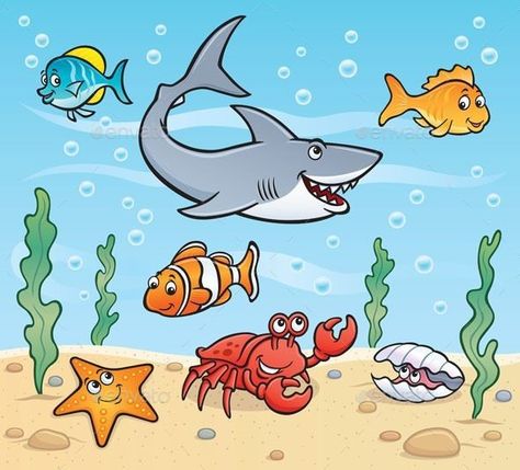 The Ocean Drawing, Sea Animals Drawing, Sea Life Drawings, Sea Cartoon, Cartoon Drawing For Kids, Cartoon Sea Animals, Ocean Drawing, Education Poster Design, Free Kids Coloring Pages