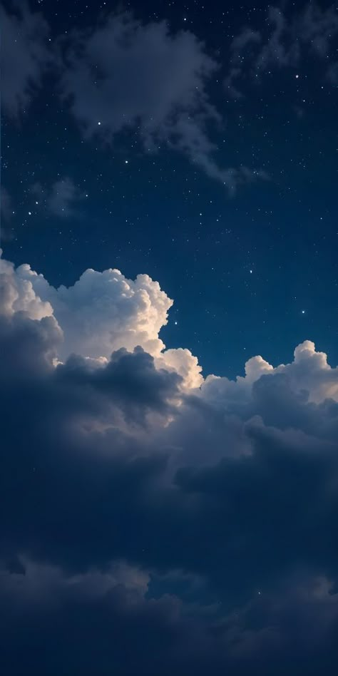 Night Sky Wallpaper Iphone, Sky Wallpaper Iphone, Hd Sky, Night Clouds, Iphone Wallpaper Landscape, Peaceful Night, Backgrounds Hd, Cute Blue Wallpaper, Dreamy Artwork