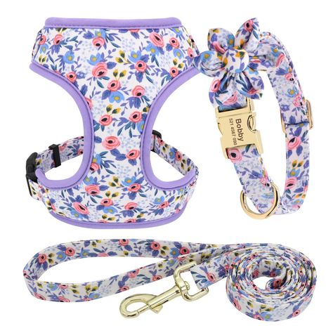 PRICES MAY VARY. COST-EFFECTIVE DOG HARNESS AND LEASH SET : One set include all will meet all your needs! Body harness come with a pet leash and a pet collar. Wearing chic set for both male and female dogs on a Wedding,New Year,Birthday and Holiday Gifts,Party Costume,Christmas,Photo Shot and Family Picnic will make your dog looks very charming and fashionable BREATHABLE and ADJUSTABLE NO PULL DOG HARNESS : Made of eco-friendly cotton fabric + breathable air mesh, suitable for all seasons wearin Yorkie Poodle, Tactical Dog Harness, Harness And Leash Set, Rosé Dog, Vest Harness, Girl Dog Collars, Dog Vest Harness, Custom Dog Collars, Yorkshire Terriers