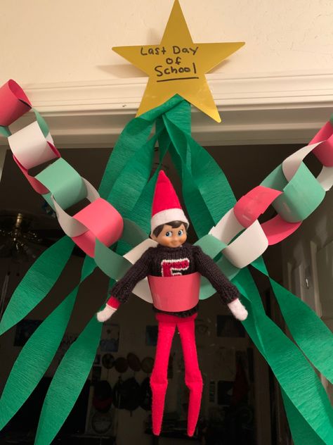 Elf On The Shelf Have A Good Day At School, Elf On The Shelf Last Day Of School Ideas, Elf On Shelf Day Two, Elf On The Shelf Paper Snowflakes, Eld On The Shelf First Day, Last Day Of School Elf Ideas, Elf On Shelf For Classroom, Elf On Shelf Game Ideas, Elf On The Shelf For School Ideas