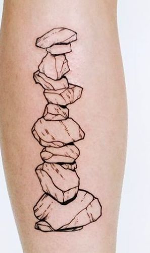 stack of rocks Small Rock Tattoo Ideas, Geological Tattoo, Pebble Tattoo, Rock Bottom Tattoo, Stone Tattoo Realistic, Geology Tattoo Ideas, Stacked Stones Tattoo, Rock Tattoos Stone, Stone Tattoo Ideas