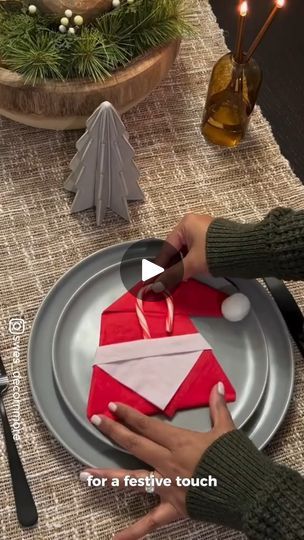 166K views · 1.5K reactions | Easy napkin folding tutorials | Easy napkin folding tutorials | By Leila Boutique. | Facebook Cute Santa Hat, Napkin Folding Tutorial, Christmas Napkin Folding, Easy Napkin Folding, California Christmas, Christmas Platter, Creative Money Gifts, Creative Gift Wraps, Cute Santa