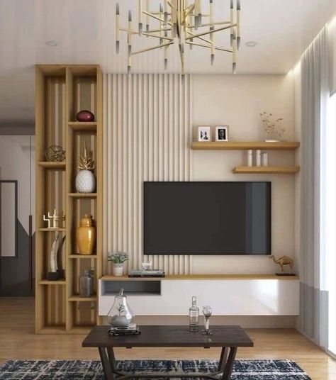 Tv Unit Design idea ✨️ #trendingpost #homedecor #interiordecorating #livingroomdesigns #interiors #reelitfeelit #tvunitdesigns #homedesignsdworld #interior #tvunit #livingroomdesign #wallpanels #interiordesign #fypシ゚viralシ2024fyp #hairhack #bodybuildingmotivational #srhvspbks #hairgrowth #fitnesschallenge Livspace Tv Unit, Living Room Partition Design With Tv, Small Space Tv Unit Design, Livspace Interior Design, Small Wall Tv Unit Design, Tv Wall Ideas Living Room Small Spaces, Ruang Tv Modern, Small Tv Unit Design Modern, Tv Wall Design Small Space