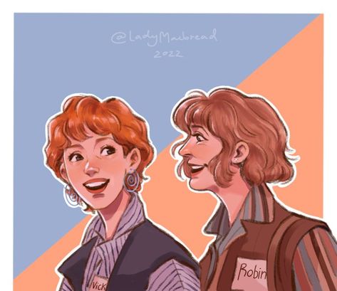 Vickie Stranger Things Fanart, Rockie Ship Stranger Things, Robin And Vickie Fanart, Robin X Vickie Fanart, Vickie X Robin, Robin And Vickie, It And Stranger Things, Byler Stranger Things, Sapphic Art