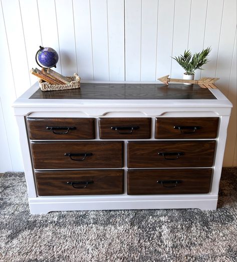 This dresser had a bit too much dark wood for my liking. All it needed was a little bit of light paint and voilà! Paint: @behrpaint Doeskin Grey Hardware spray Paint: @rustoleum Black #flippinfurniture #furniture #flip #flips #doaflip #dresser #makeover #dressermakeover #dark #wood #darkwood #redo #diy Furniture Flip, Dresser Makeover, Dark And Light, Flipping Furniture, Light Painting, Spray Paint, Dark Wood, Too Much, Light In The Dark