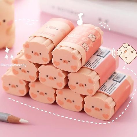 Usagi Bunny, Cool Erasers, Stationery Obsession, Very Cute Puppies, Cute School Stationary, Kawaii Cooking, Stationary Shop, Kawaii Pig, Study Stationery