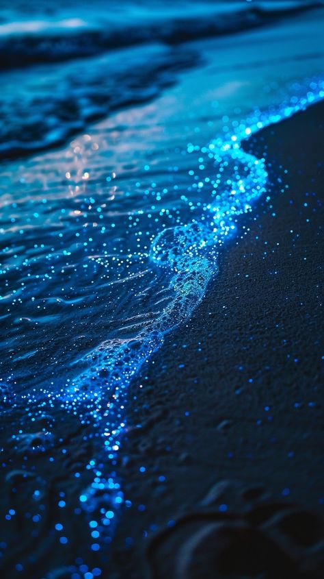 Bioluminescent Phytoplankton in Maldives Ocean Bioluminescence, Eau Aesthetic, Bioluminescent Mermaid, Bioluminescence Wallpaper, Glow In The Dark Aesthetic, Bioluminescence Water, Bioluminescent Ocean, Bioluminescence Beach, Bioluminescent Water