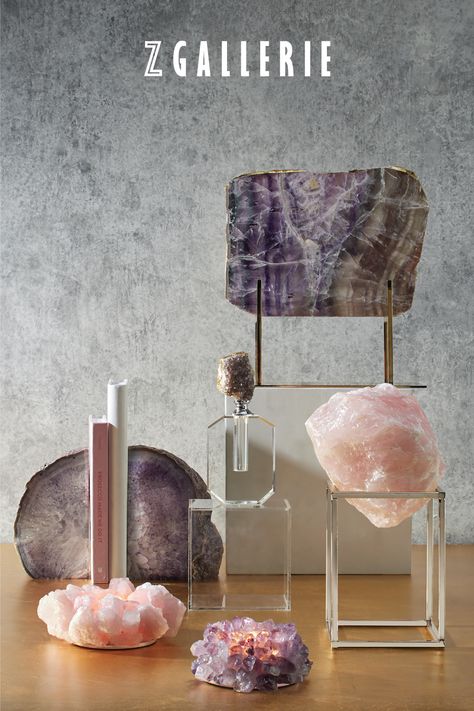 Crystal Room Aesthetic, Decor With Crystals, Glamour Home Decor, Mirrored Furniture Decor, Crystals Aesthetic, Polished Aesthetic, Geode Decor, Glamour Home, Home Interior Accessories