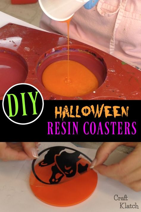 Diy Cricut Crafts, Craft Ideas Halloween, Resin Craft Ideas, Halloween Craft Ideas, Halloween Resin, Coaster Diy, Spooky Halloween Crafts, Deco Mesh Wreaths Diy, Halloween Clay