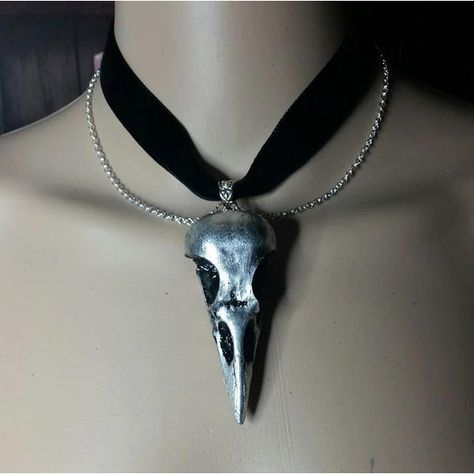 Silver Resin Cast Crow Skull Choker ($19) ❤ liked on Polyvore featuring jewelry, necklaces, accessories, barrettes & clips, grey, hair accessories, silver necklace, resin silver jewelry, skull head necklace and silver jewellery Hysteria Machine, Grey Hair Accessories, Skull Choker, Hair Accessories Silver, Raven Jewelry, Crow Skull, Gray Necklace, Gray Jewelry, Silver Choker Necklace