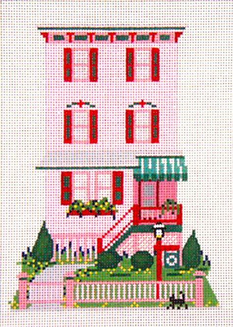 Abigail Adams House, Cape May, NJ handpaint Needlepoint Canvas Needle Crossings Description: Welcome to  Needlepoint By Wildflowers!  My goal is to offer you the finest hand painted needlepoint canvases from the most talented artists, stitching supplies, accessories and Professional Services. Offered for sale is the elegant   Abigail Adams House Inn  in Cape May, New Jersey,   hand painted in lovely shades and extensive detail by Needle Crossings.    Reminding you of a Bygone Era and a warm Summertime Beachside location!!! This lovely canvas will be a wonderful Insert, a Pillow Insert or a framed piece.  This design is hand painted on 18 mesh mono canvas.  The painted canvas area is  7" tall  by 5" wide.  It has surrounding canvas of approximately 11.5" by 9".  The design has been "stitch Cross Stitch Patterns Free Easy, Cross Stitch Patterns Free Disney, Russian Cross Stitch, Christmas Cross Stitch Patterns Free, Abigail Adams, Cape May New Jersey, Painted Canvases, Needlepoint Stockings, Vintage Cross Stitch Pattern