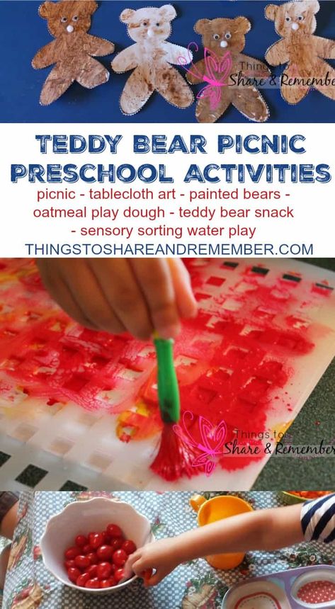 Teddy Bear Picnic Preschool Activities - Things to Share & Remember.com Teddy Bear Picnic Ideas, Teddy Bear Picnic Preschool, Teddy Bear Picnic Activities, Bear Theme Preschool, Teddy Bear Picnic Birthday Party, Bears Preschool, Summer Crafts For Toddlers, Summer Preschool Activities, Picnic Activities