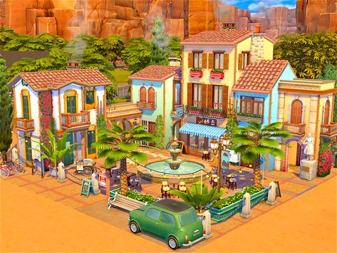 Sims 4 Two Houses One Lot, Sims 4 Selvadorada Build, Sims 4 Village Lot, Sims Rental Ideas, Sims 4 Rental Build, Sims 4 Oasis Springs Build, Sims For Rent, Sims 4 Italian House, Sims 4 Italian Cc