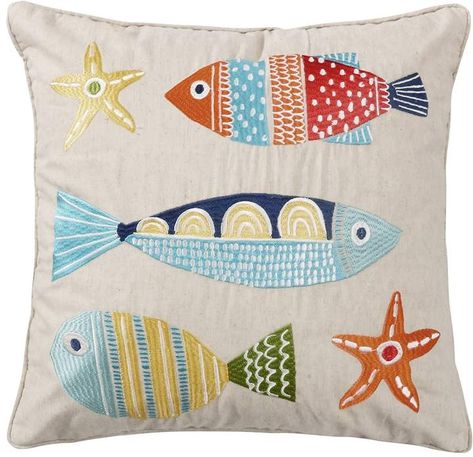 Fish Pillow, How To Clean Pillows, Colorful Fish, Fish Design, Embroidered Pillow, Quilt Sets, Anton, Square Throw Pillow, Accent Colors