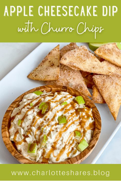 Dip For Churro Chips, Churro Chips And Dip, Pita Dips, Sweet Dips For Parties Fall, Cinnamon Chips And Dip, Warm Apple Cinnamon Cheesecake Dip, Cinnamon Chips Recipes Tortilla, Apple Pie Dip With Cinnamon Sugar Chips, Dip For Cinnamon Pita Chips