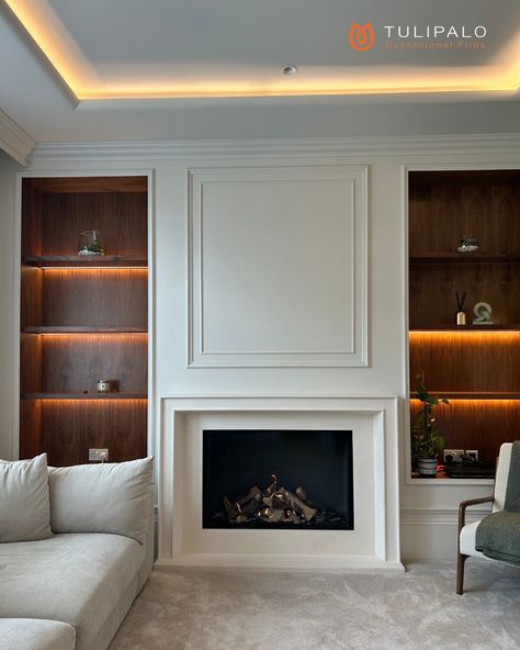 Our bespoke surround service ↓ Did you know we offer a bespoke fireplace surround service? If you have a specific design you would like to achieve or require a size which isn't available then don't worry, we offer a bespoke service so you can achieve the exact look you desire. Working in conjunction with @spaceidltd we recently installed this beautiful 1m wide gas fire which is perfectly complemented by this luxury limestone fireplace surround which was indeed bespoke made to suit the requ... Gas Fireplace Classic, Fireplace With Shelves, Fire Place Media Wall, Edwardian Fire Surround, Classic Contemporary Interior Design, Regency City Series Gas Fireplace, Electric Fire Suites Uk, Installing A Fireplace, Limestone Fireplace Surround