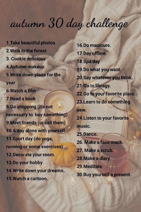 Autumn Glow Up Checklist, Thing To Do In October, Fall Challenge Ideas, November To Do List 30 Day, Stuff To Do In Autumn, Autumnal Things To Do, Autumn List Things To Do, Autumn Wish List, What To Do In October