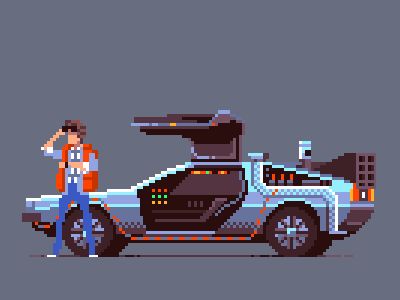 Delorean / Gustavo Viselner Back To The Future Fanart, Pixel Art Gif, Pixel Car, Piskel Art, 8 Bit Art, Pixel Art Background, Pixel Characters, Tao Te Ching, Arte 8 Bits