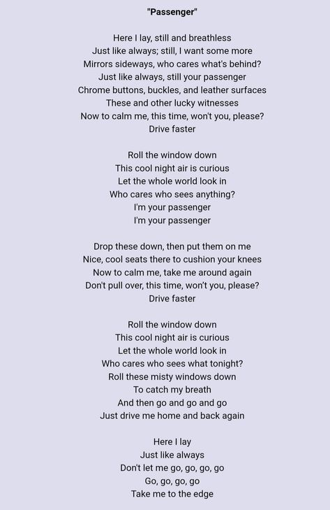 "Passenger" lyrics Passenger Lyrics, Song Lyrics, Passenger, Songs, Quick Saves