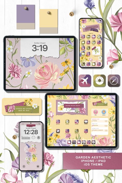 Garden Aesthetic iPad Theme Aesthetic iPhone Theme Ipad Theme Aesthetic, Ipad Theme Ideas Aesthetic, Aesthetic Ipad Theme, Ipad Themes, Wallpaper Widget, App Home Screen, Ipad Ideas, Aesthetic Ipad, Iphone Theme