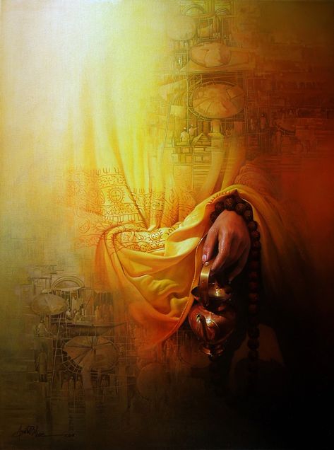 Amit BHAR ~ Spiritual Touch ✿ | Catherine La Rose ~ The Poet of Painting Amit Bhar, Composition Painting, Indian Women Painting, Modern Art Paintings Abstract, Buddha Painting, Hinduism Art, The Poet, Shiva Art, Surrealism Painting