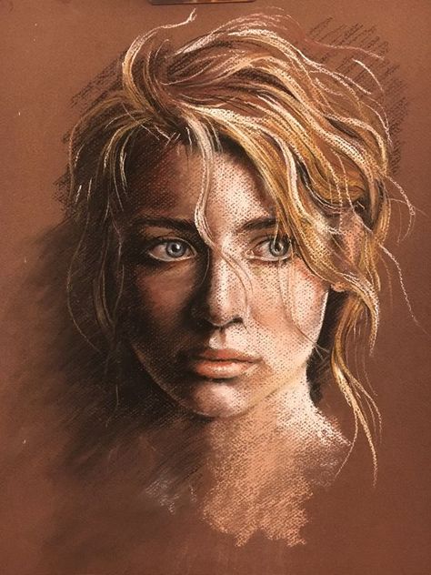 Portraits Pastel, Soft Pastels Drawing, Soft Pastel Art, Pastel Artwork, Pastel Portraits, Hair Drawing, Drawing Portrait, Portrait Sketches, Pencil Portrait